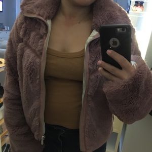 Anthropology faux fur jacket